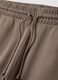 Brown cotton blend regular fit shorts_5