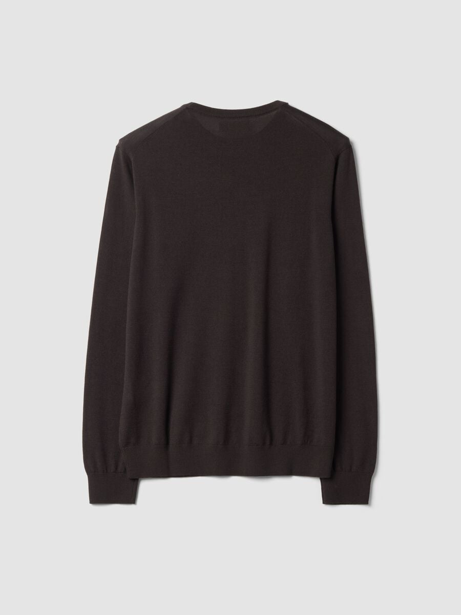 Brown pure merino wool crew-neck jumper, regular fit_6