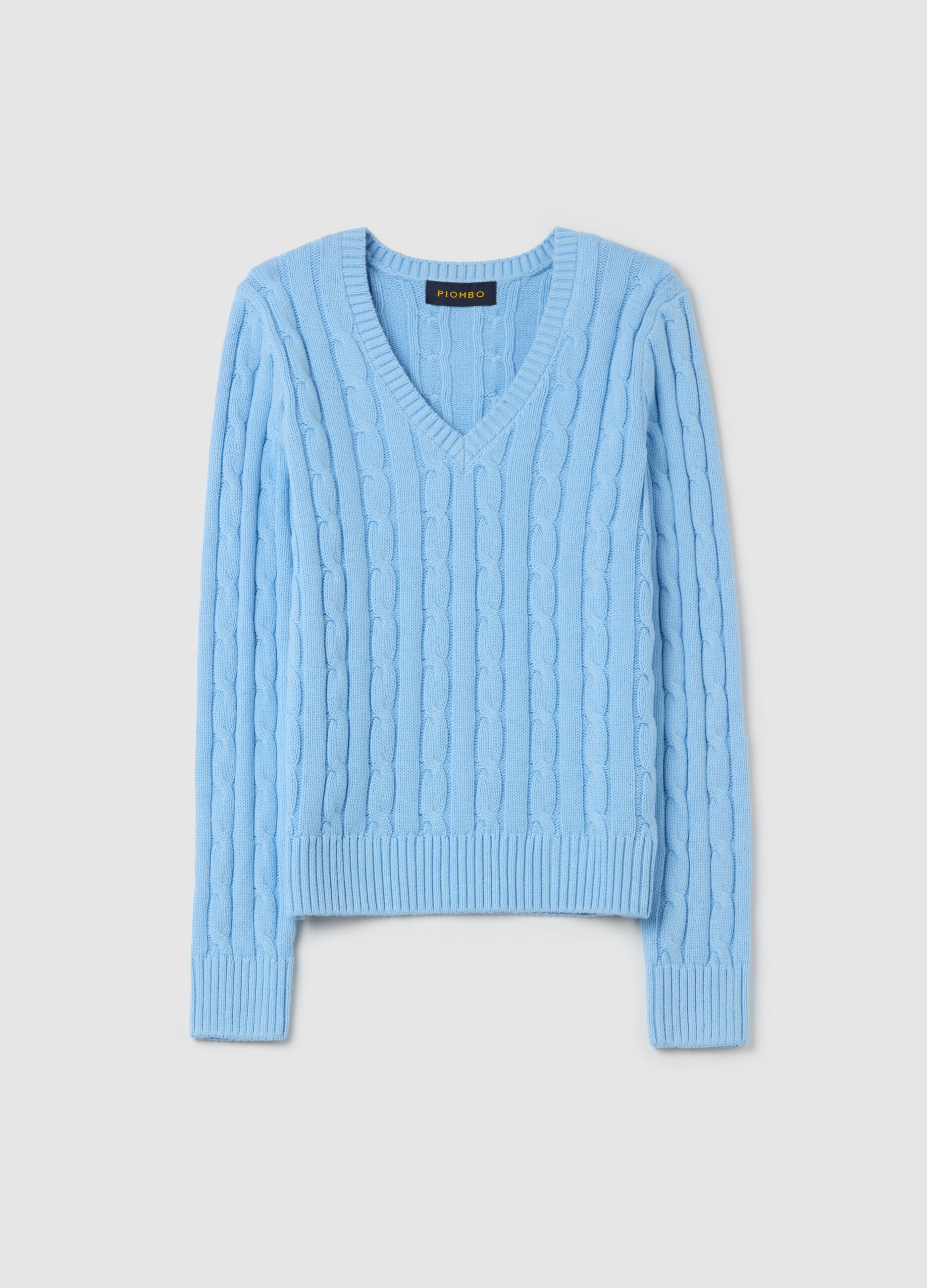 Cable-knit pullover with V neck