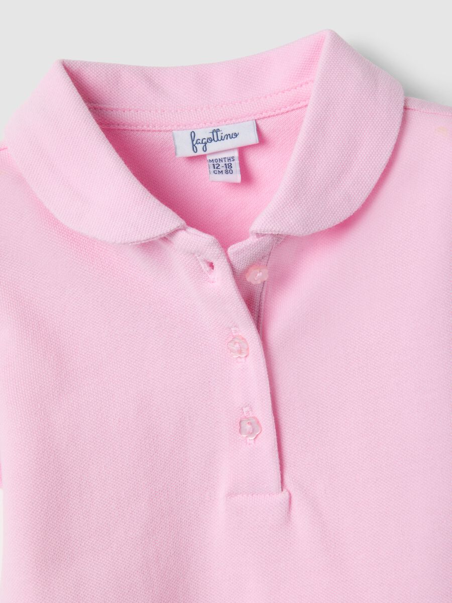 Polo in puro cotone rosa da bimba regular fit con maniche arricciate_3