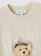 Beige relaxed-fit pure cotton T-shirt with teddy print_6