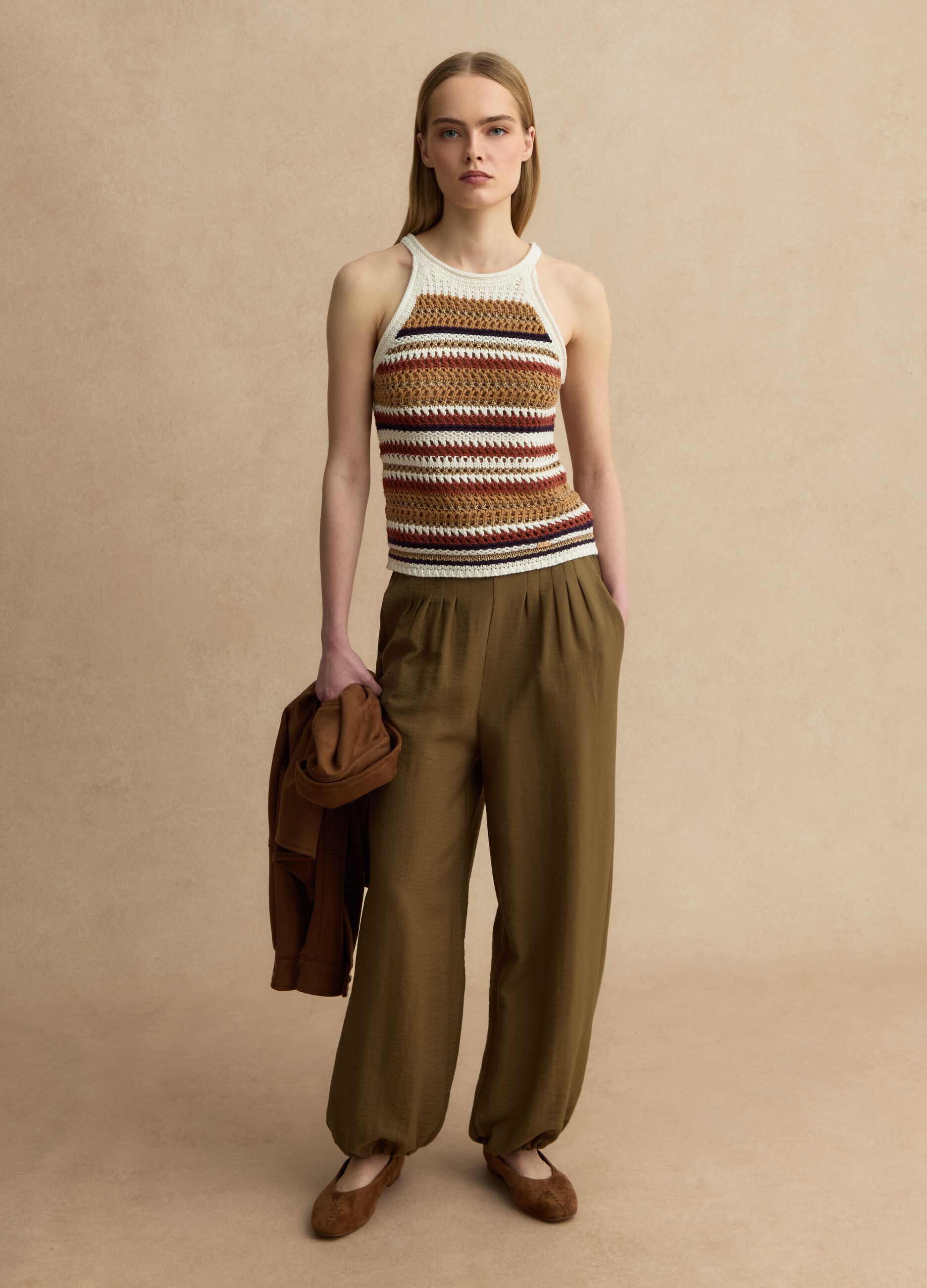 Pantalones verdes de mezcla de viscosa