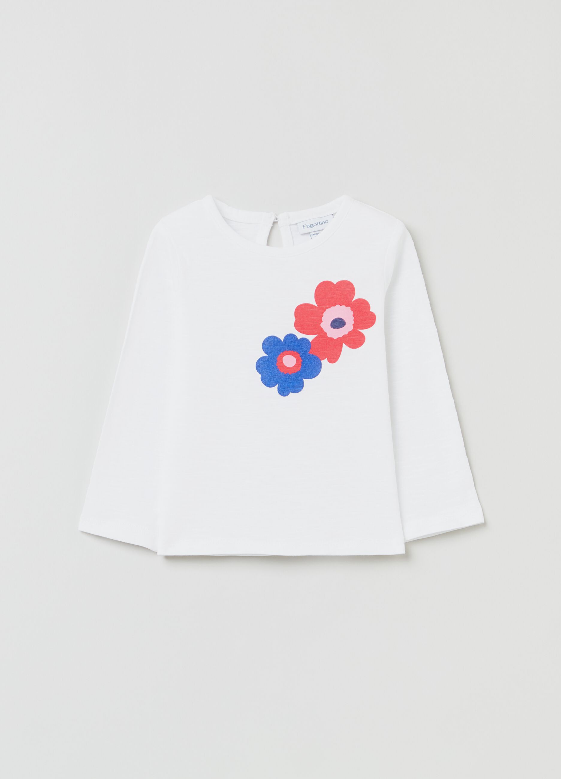 Camiseta de algodón flameado con estampado flores