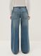 Jeans azul de algod&atilde;o de perna larga com rasgos_2