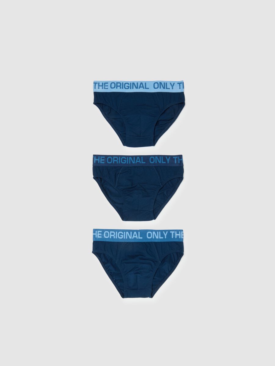 Pack of three blue stretchy briefs for boys_0