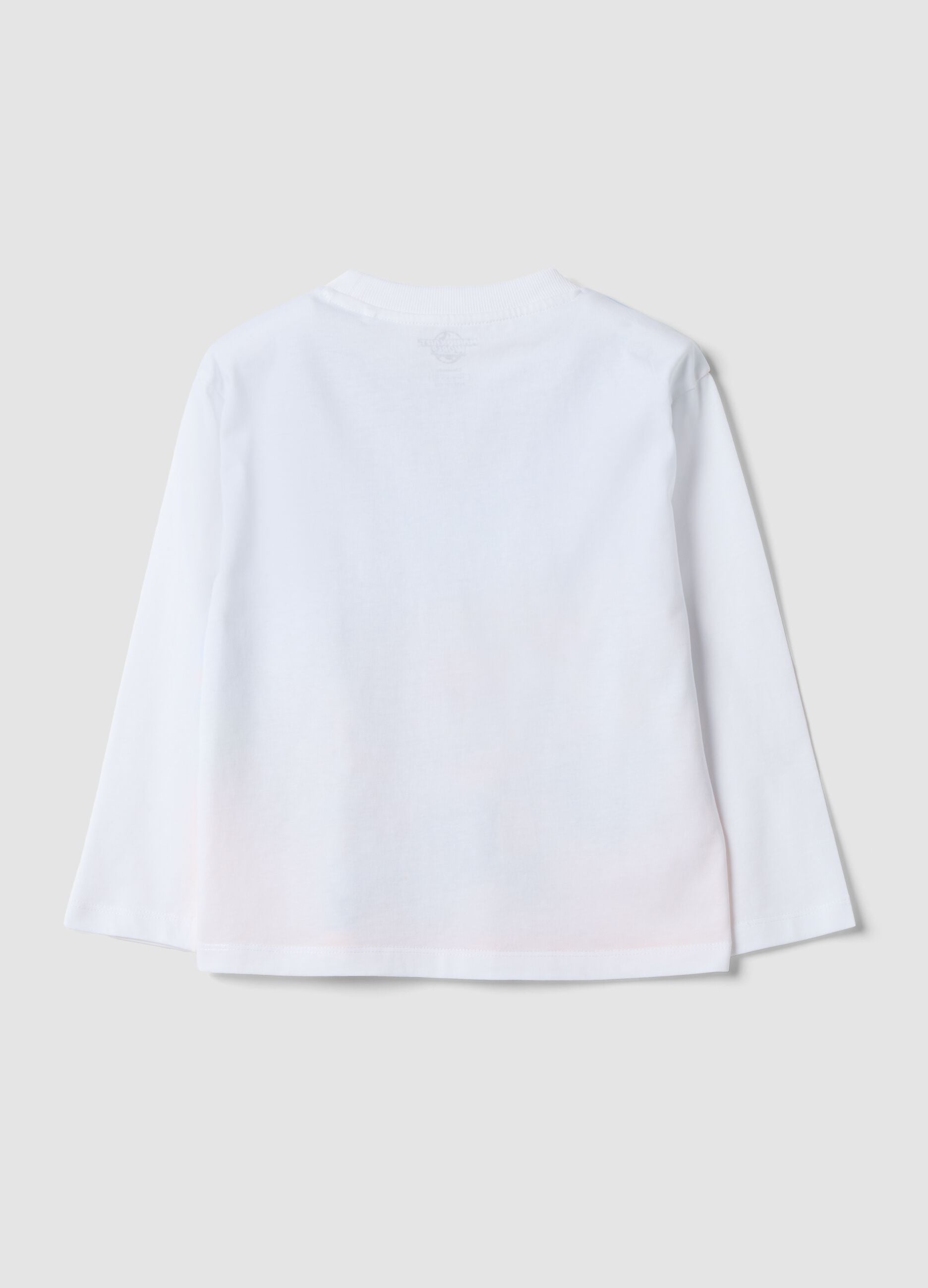 White pure cotton crew-neck T-shirt with Mario Kart print