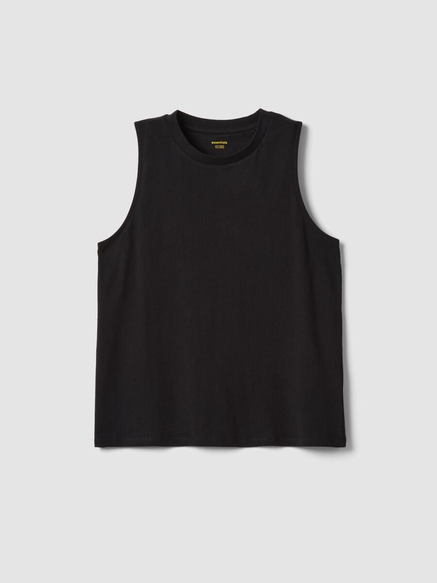 Schwarzes Tanktop aus reiner Baumwolle_4