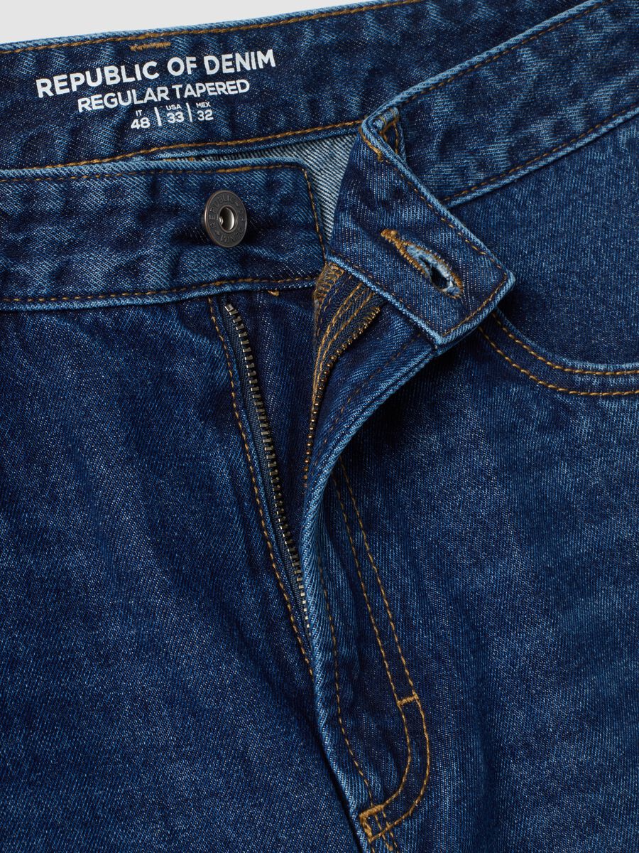 Regular tapered pure cotton denim jeans_2