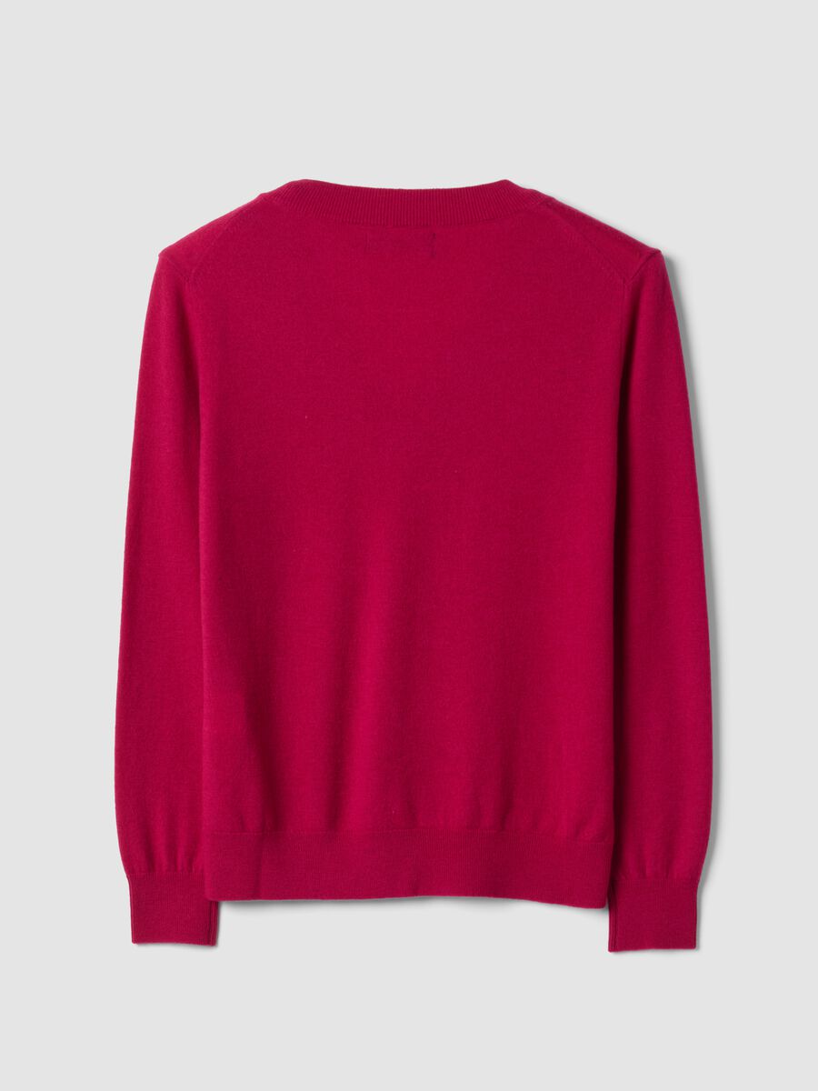 Maglia rossa in pura lana con scollo profondo a V_2
