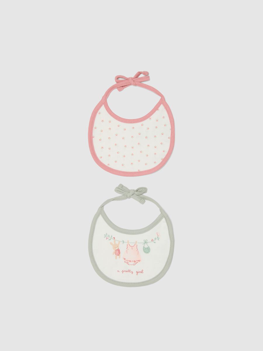 Bipack bavaglini in puro cotone multicolor da neonata con ricami_0