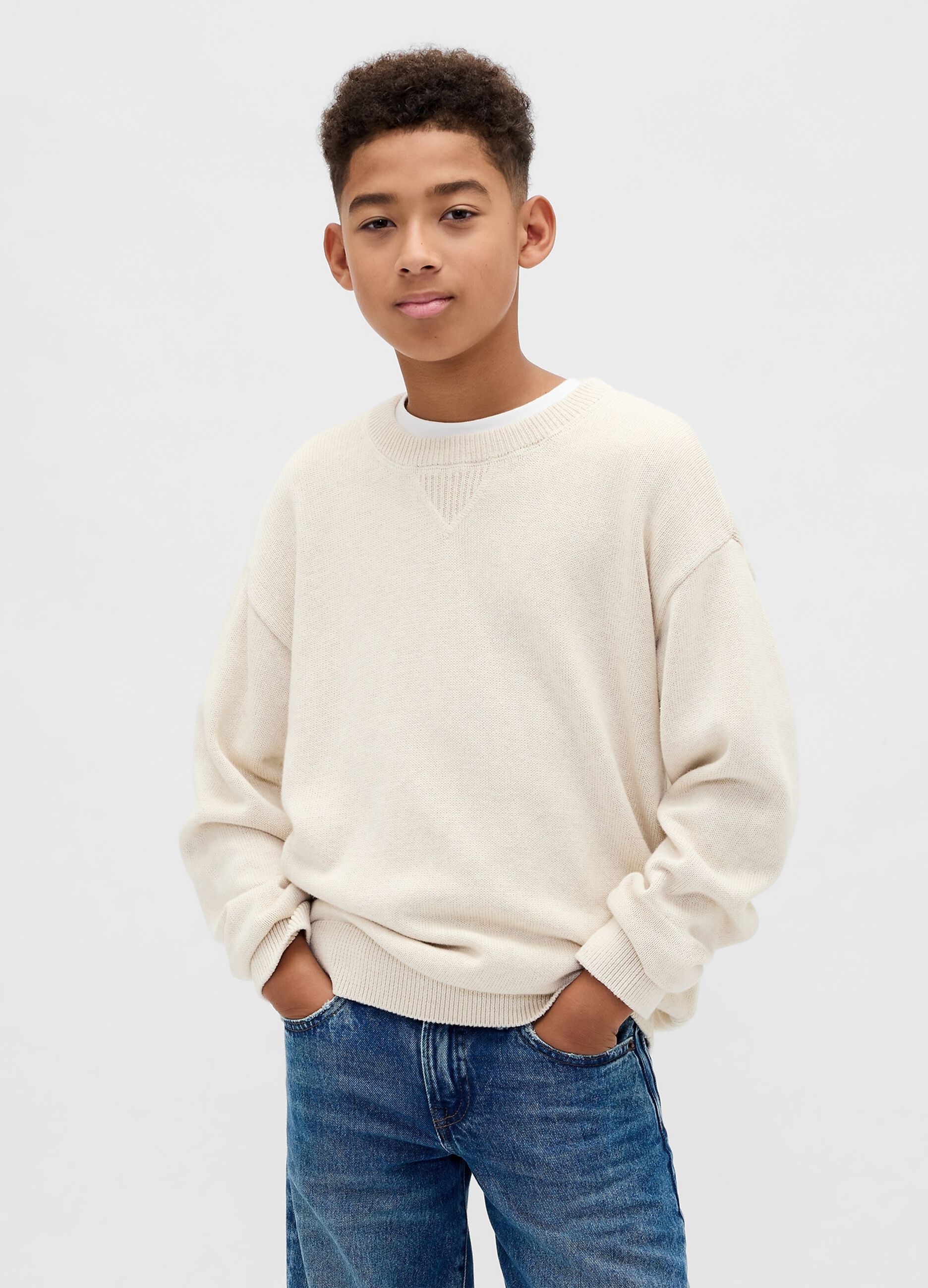 Beige Cotton Sweater