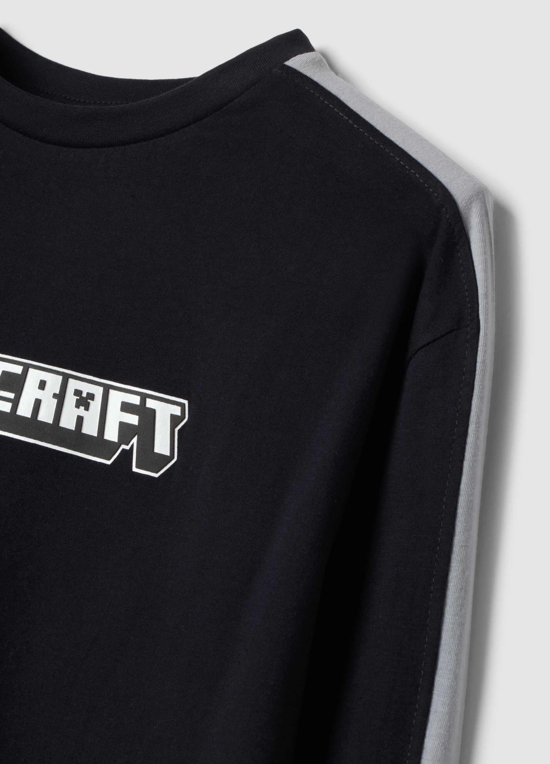 Schwarzer Minecraft-Pyjama aus reiner Bio-Baumwolle mit Print