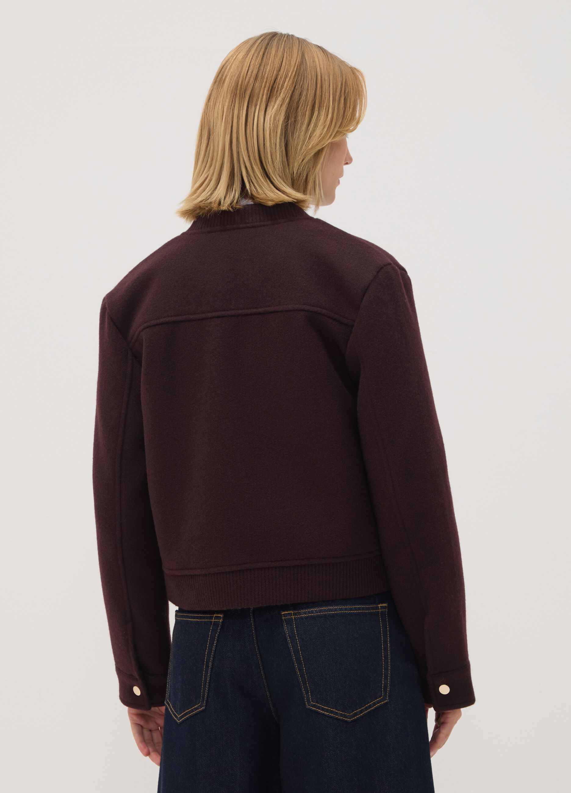 Burgundy purple regular-fit jacket with zip