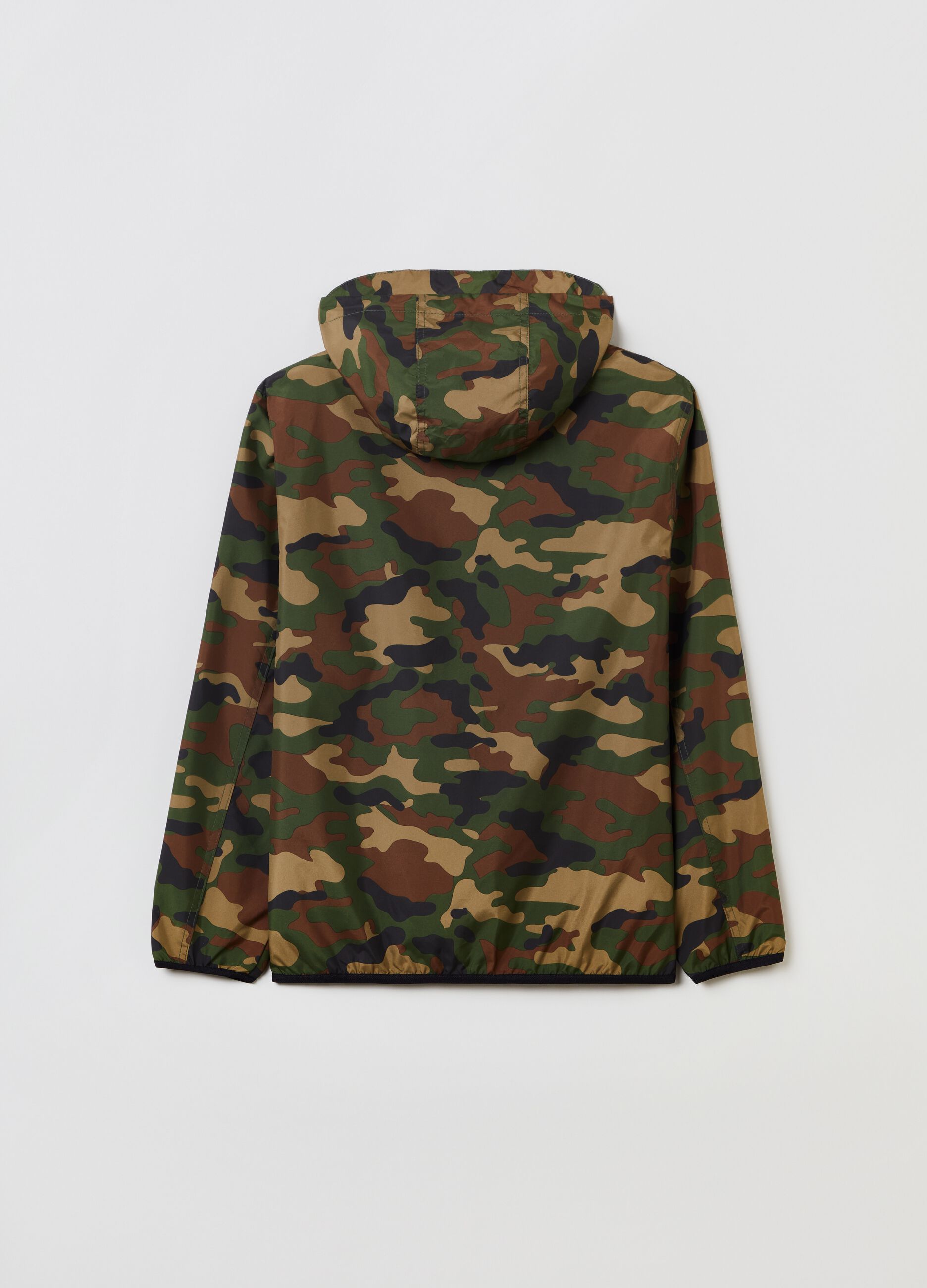 Full-zip camouflage sweatshirt with hood