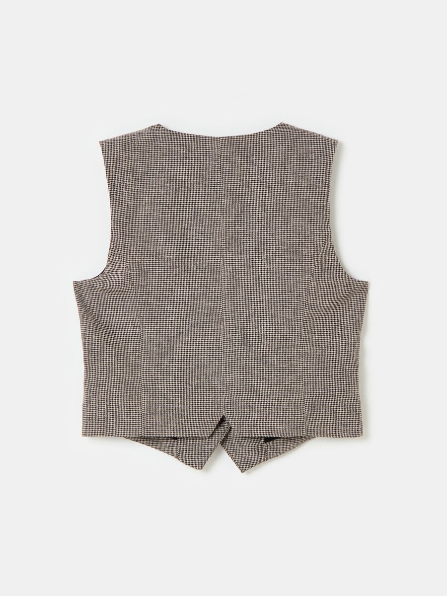 Contemporary single-breasted gilet with micro houndstooth pattern_4