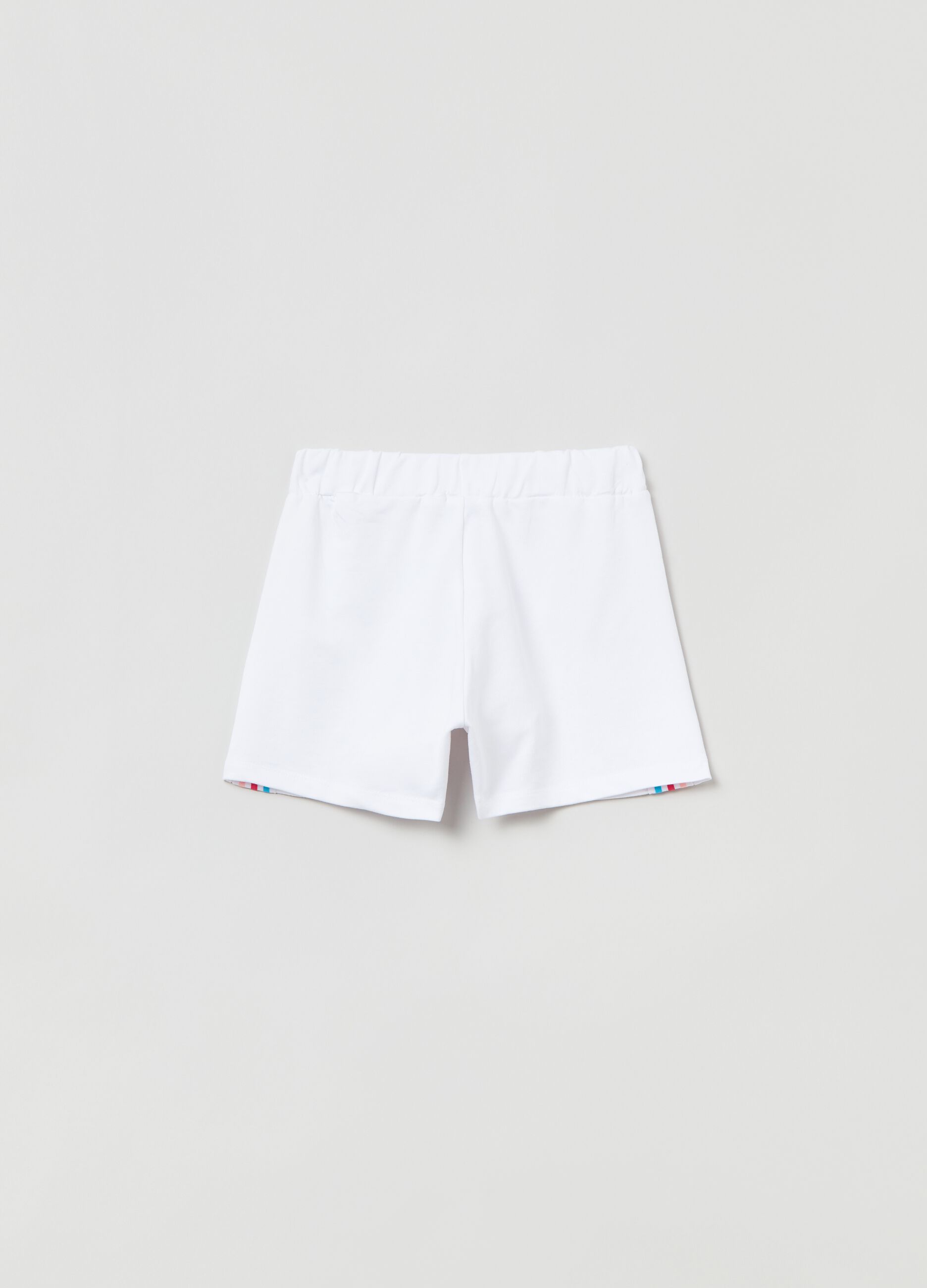 Cotton shorts with multicoloured bands