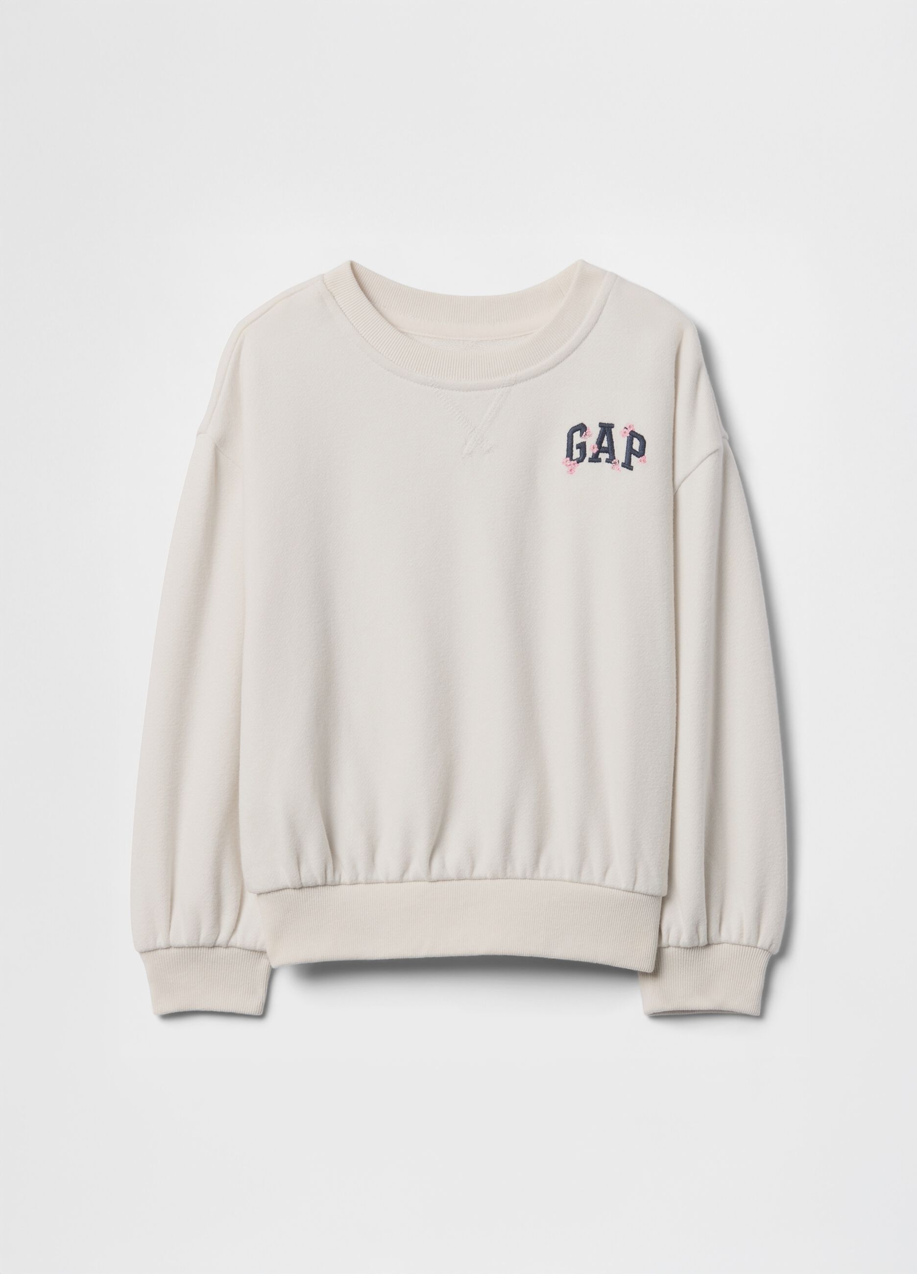 White sweatshirt with GAP Kids logo