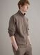 Brown cotton blend regular fit sweatshirt with full zip and high collar_0