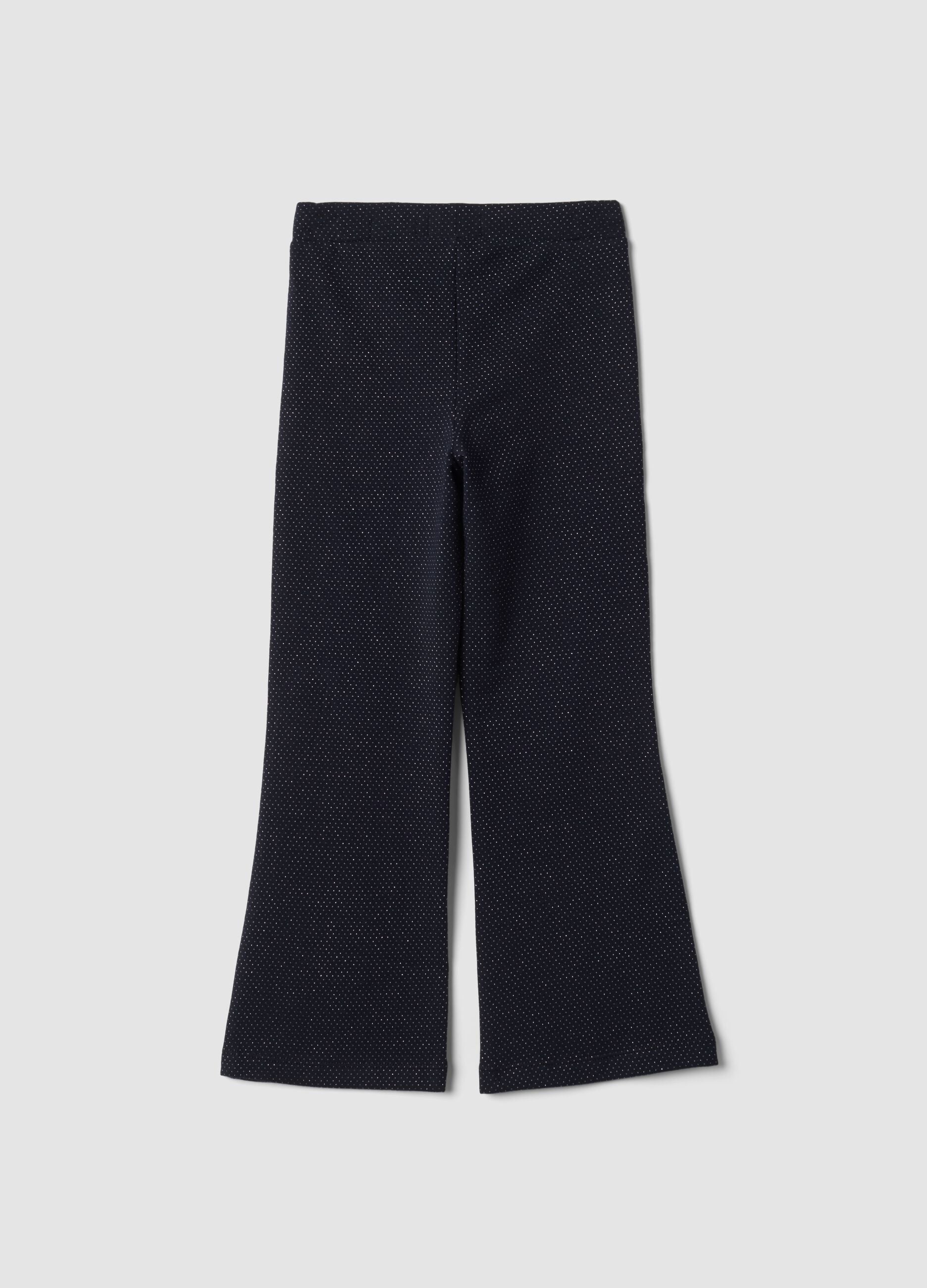 Blue flared stretch cotton leggings