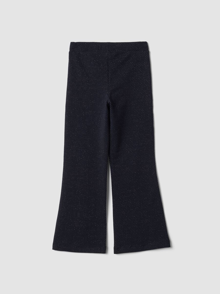 Blue flared stretch cotton leggings_1