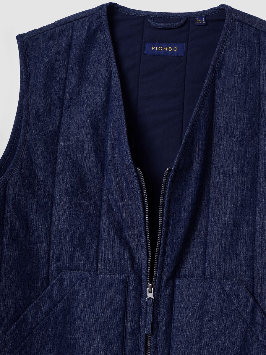 Blue gilet in a cotton, lyocell and viscose blend_1