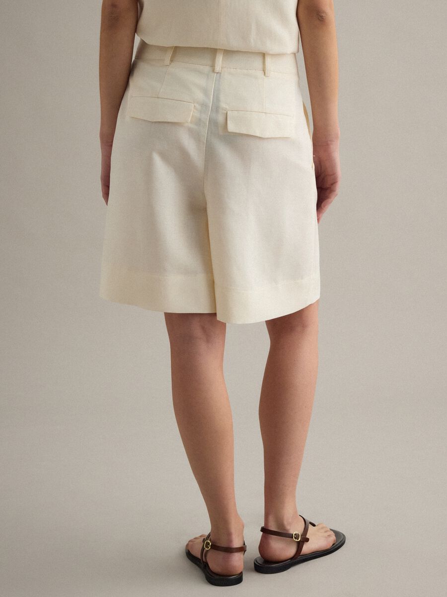 Cal&ccedil;&otilde;es Beige Regular Fit em Mistura de Lyocell e Linho_2