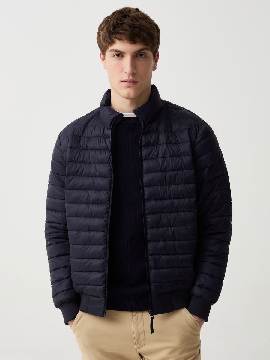 Ultralight quilted down jacket with high neck_0