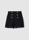 Black regular fit shorts with high waist and gold buttons_5