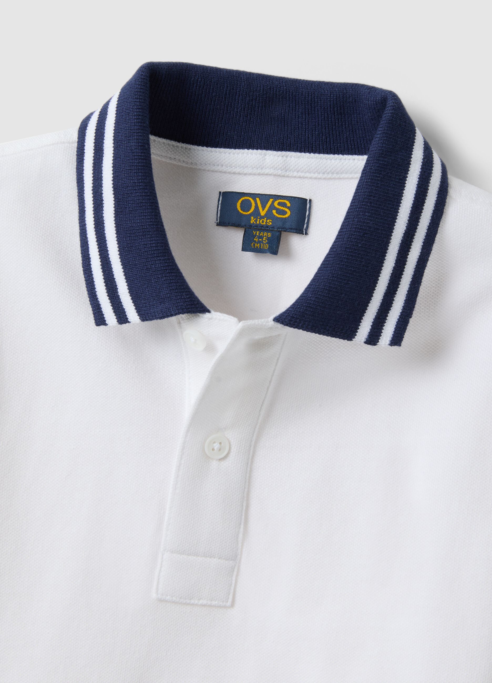 Children's white pure cotton polo regular fit with coloured trims