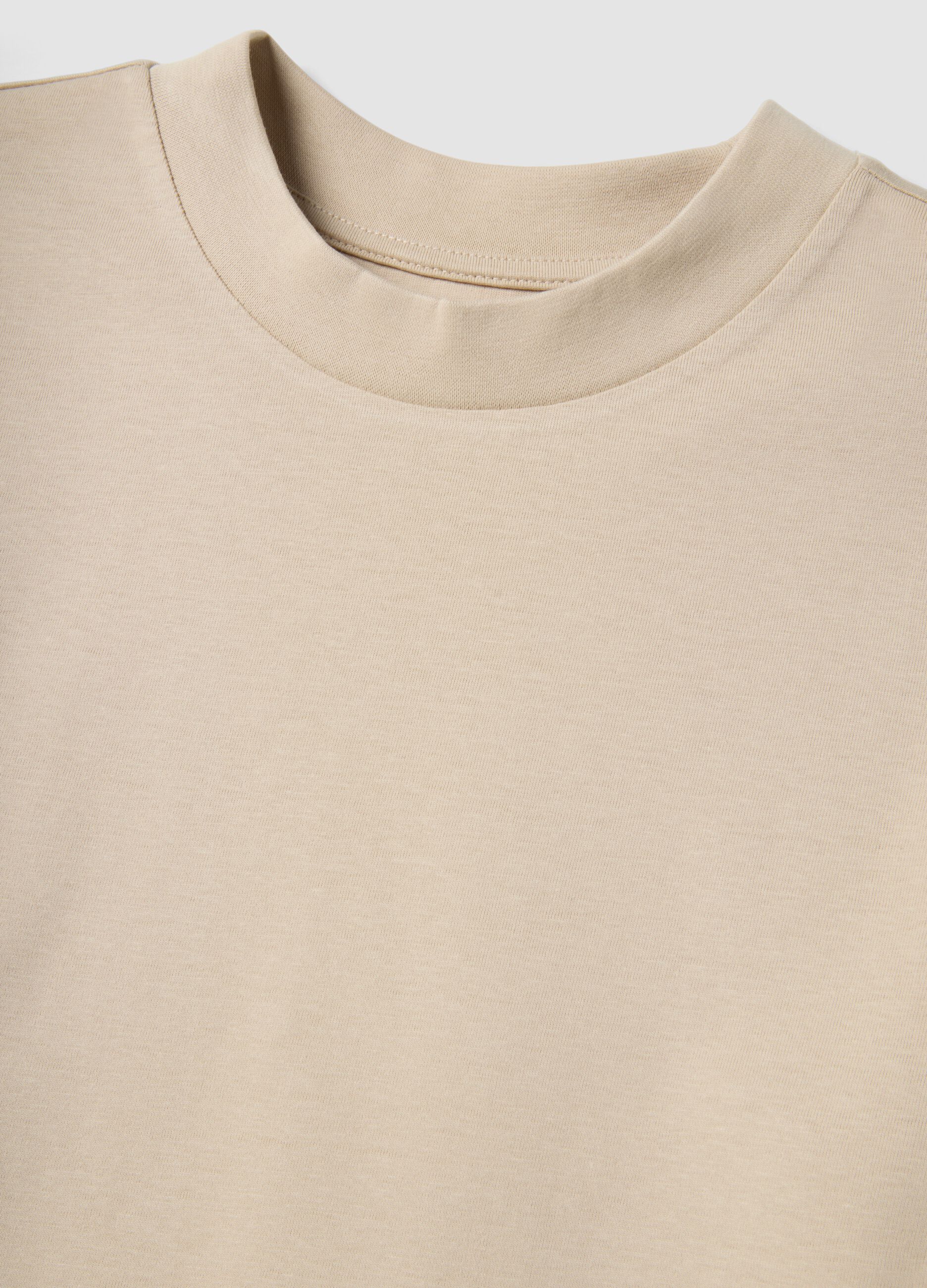 Beiges T-Shirt aus reiner Baumwolle in Regular Fit