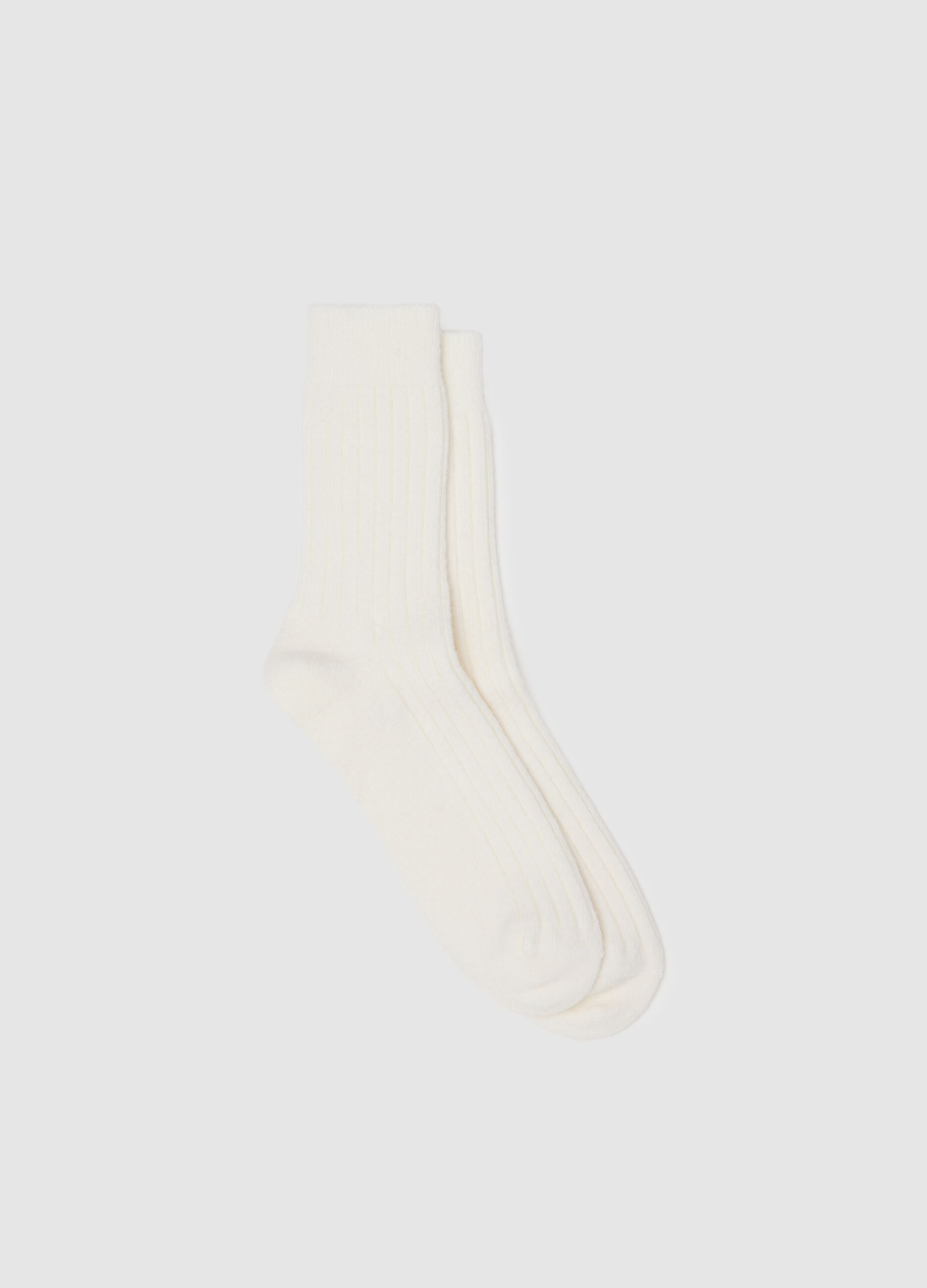 White socks in viscose and cashmere blend