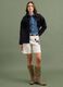 Giacca nera in denim di puro cotone con frange_1