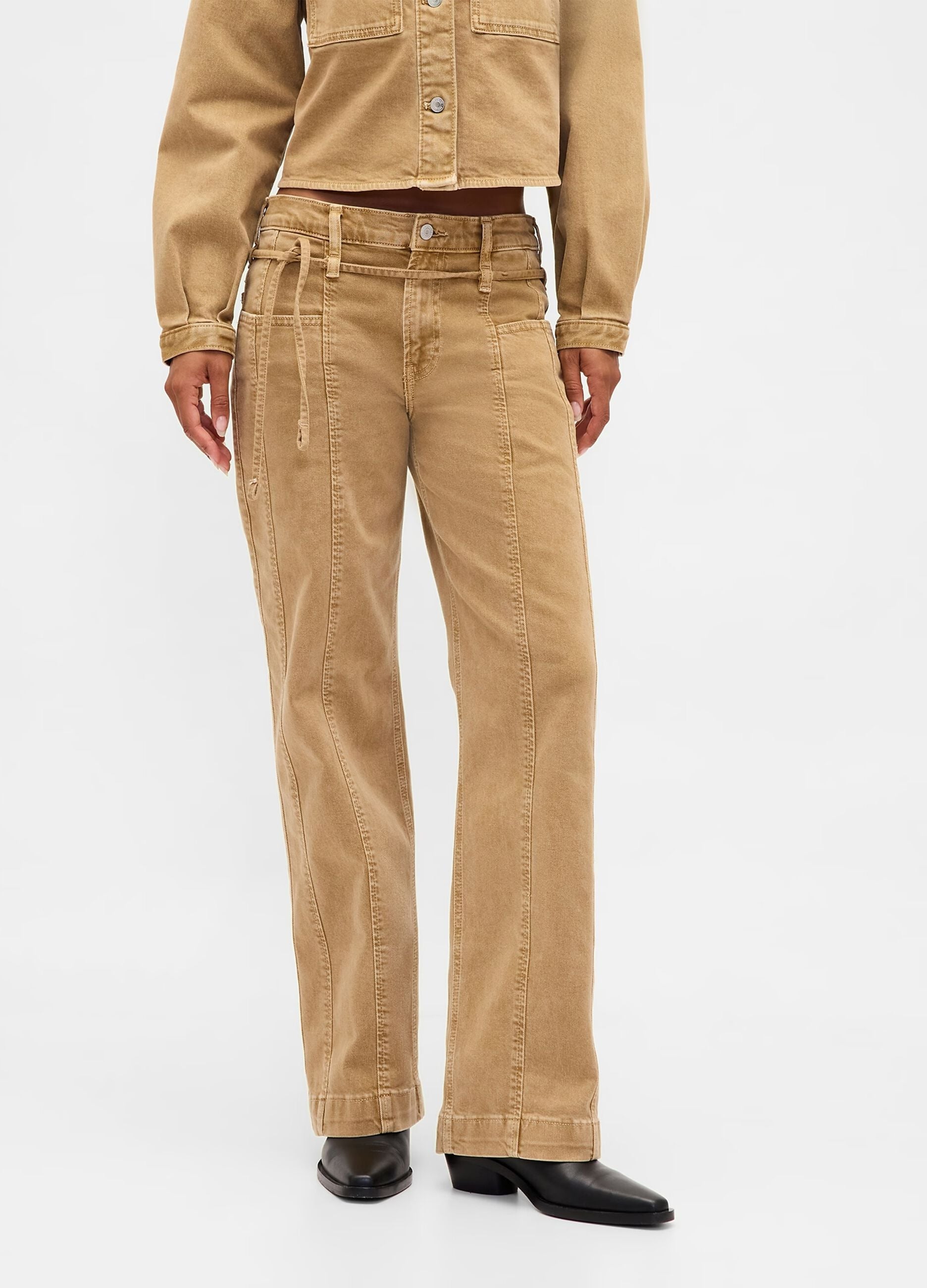 Cal&ccedil;as Beige de Denim El&aacute;stico