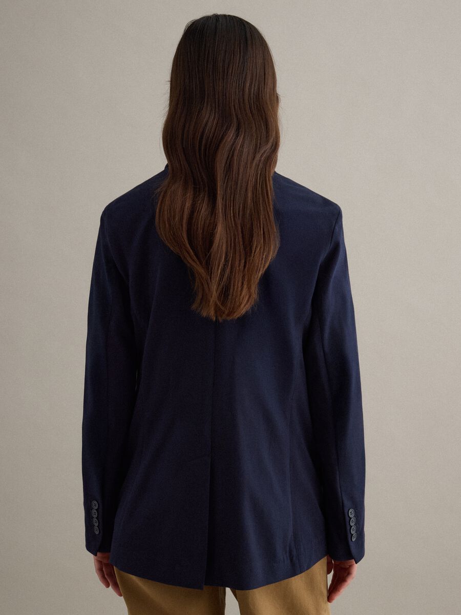 Blue Stretch Cotton Blazer Regular Fit_3