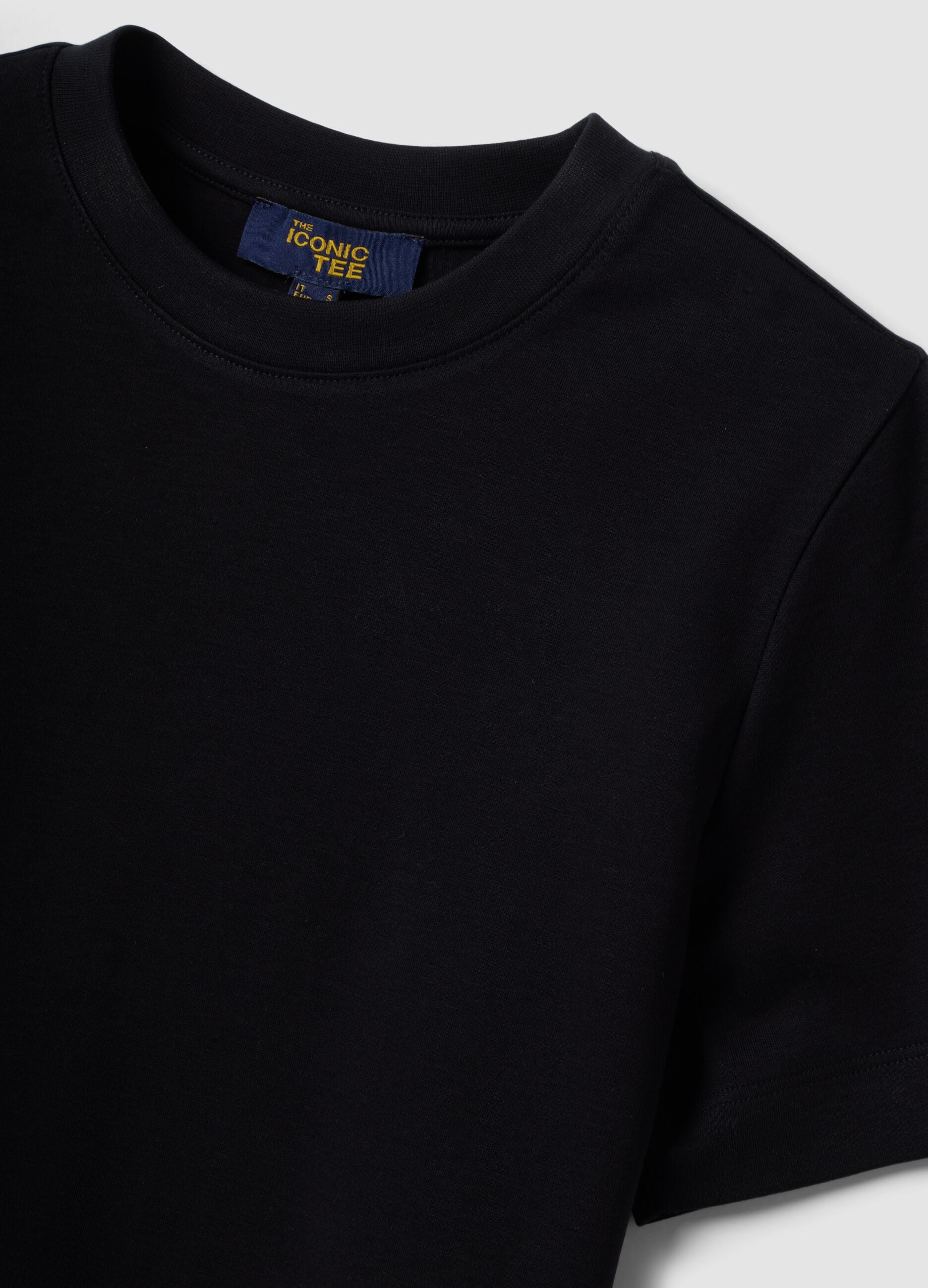Black relaxed-fit pure cotton short-sleeve T-shirt