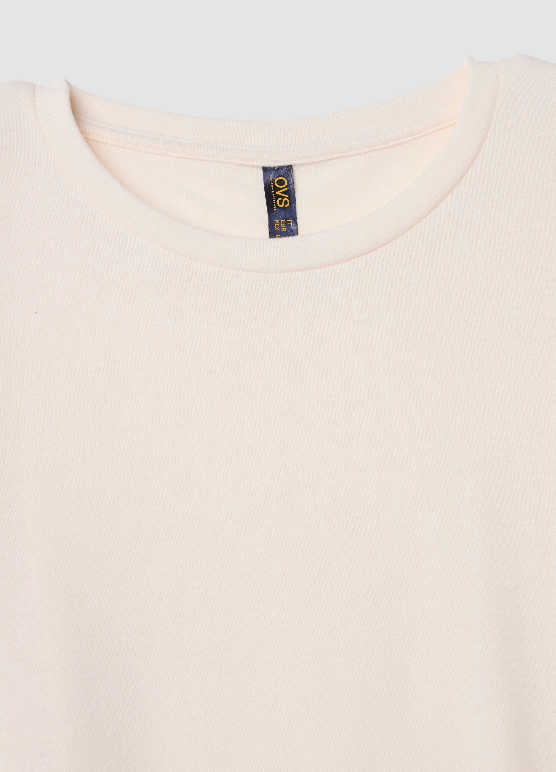 Pigiama bianco in misto viscosa elasticizzata con girocollo regular fit