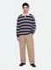 Beige pure cotton barrel-fit chino trousers_0