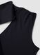 Black stretch top with asymmetric neckline and draped band_5