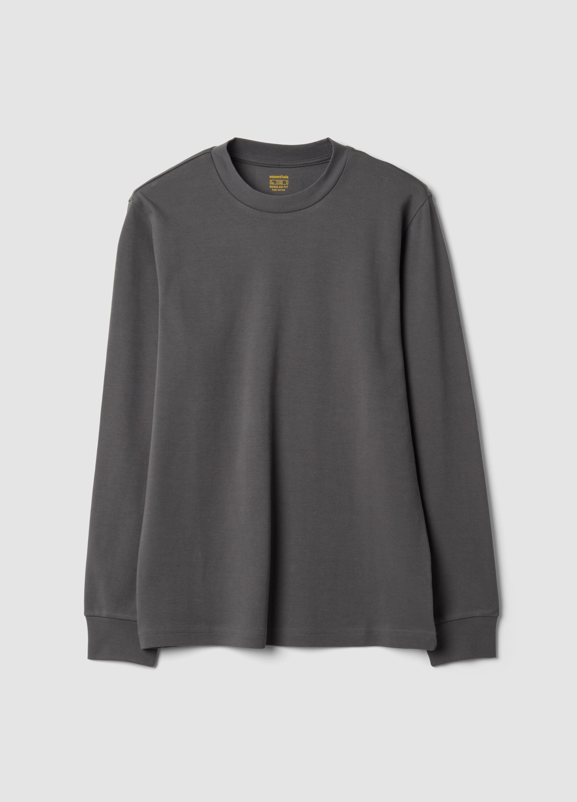 T-shirt grigia in puro cotone girocollo regular fit