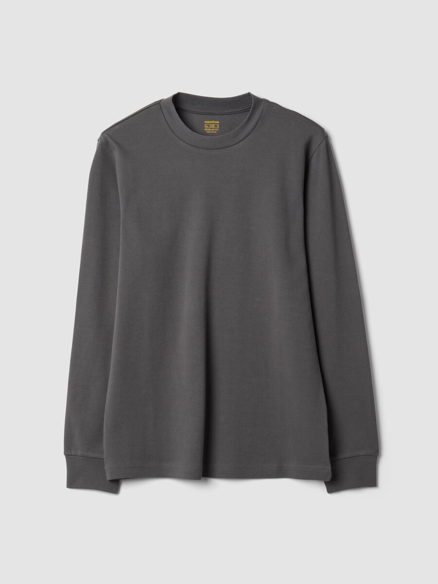 T-shirt grigia in puro cotone girocollo regular fit_0