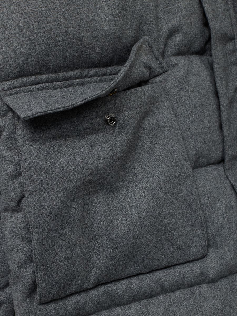 Grey Long Padded Jacket Regular Fit_6