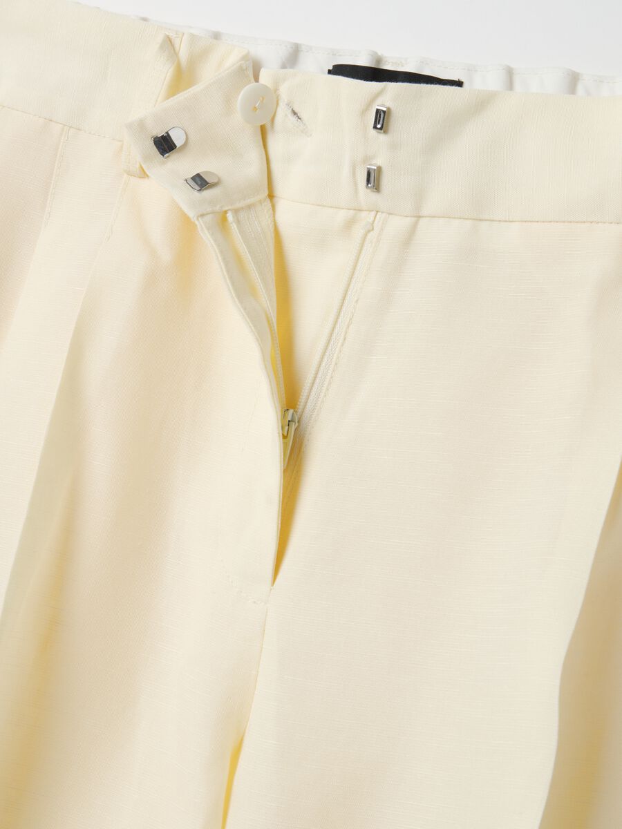 Pantalon &eacute;l&eacute;gant en Lyocell et lin beige &agrave; jambes larges_5