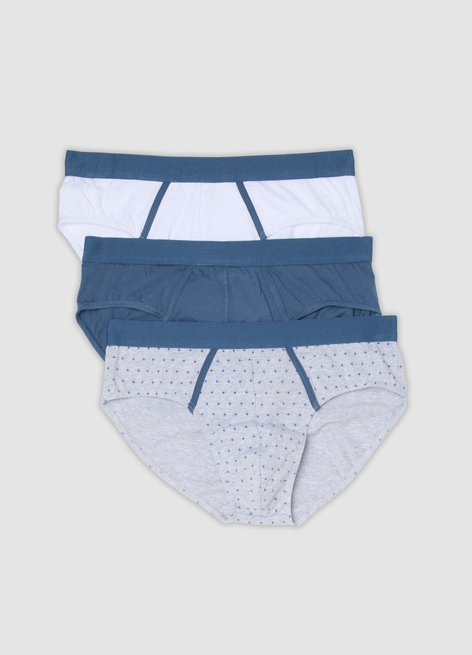 3er-Pack Slips in Hellblau und Weiss aus elastischer Bio-Baumwolle