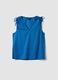 Blue pure cotton V-neck blouse_4