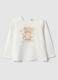 Girls&rsquo; white pure cotton regular-fit T-shirt with teddy bear motif_0