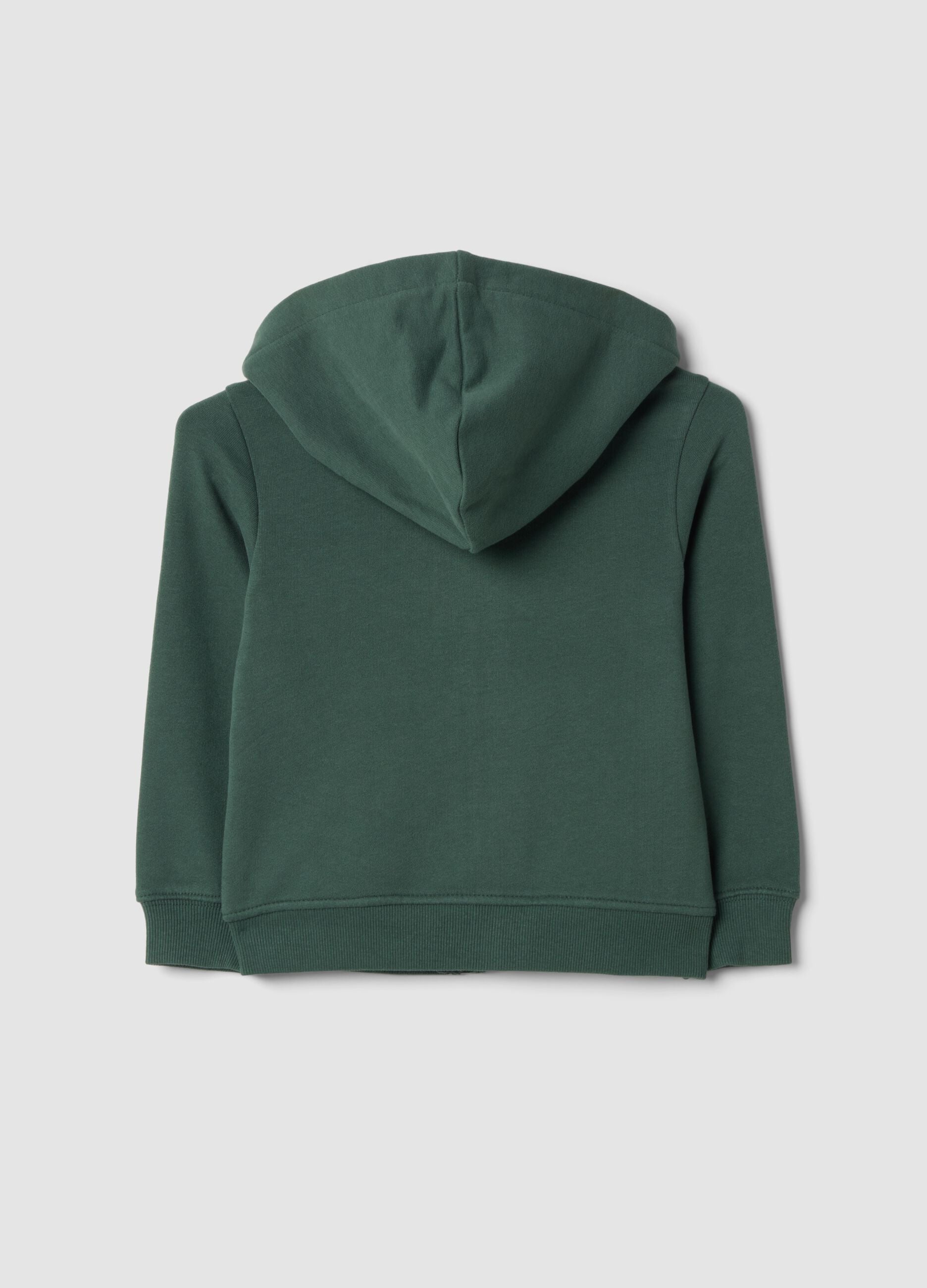 Felpa verde con cappuccio in puro cotone organico regular fit
