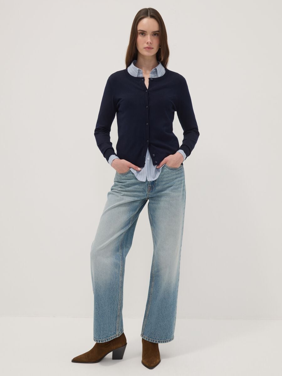 Regular-Fit blauer Cardigan mit Kn&ouml;pfen_2