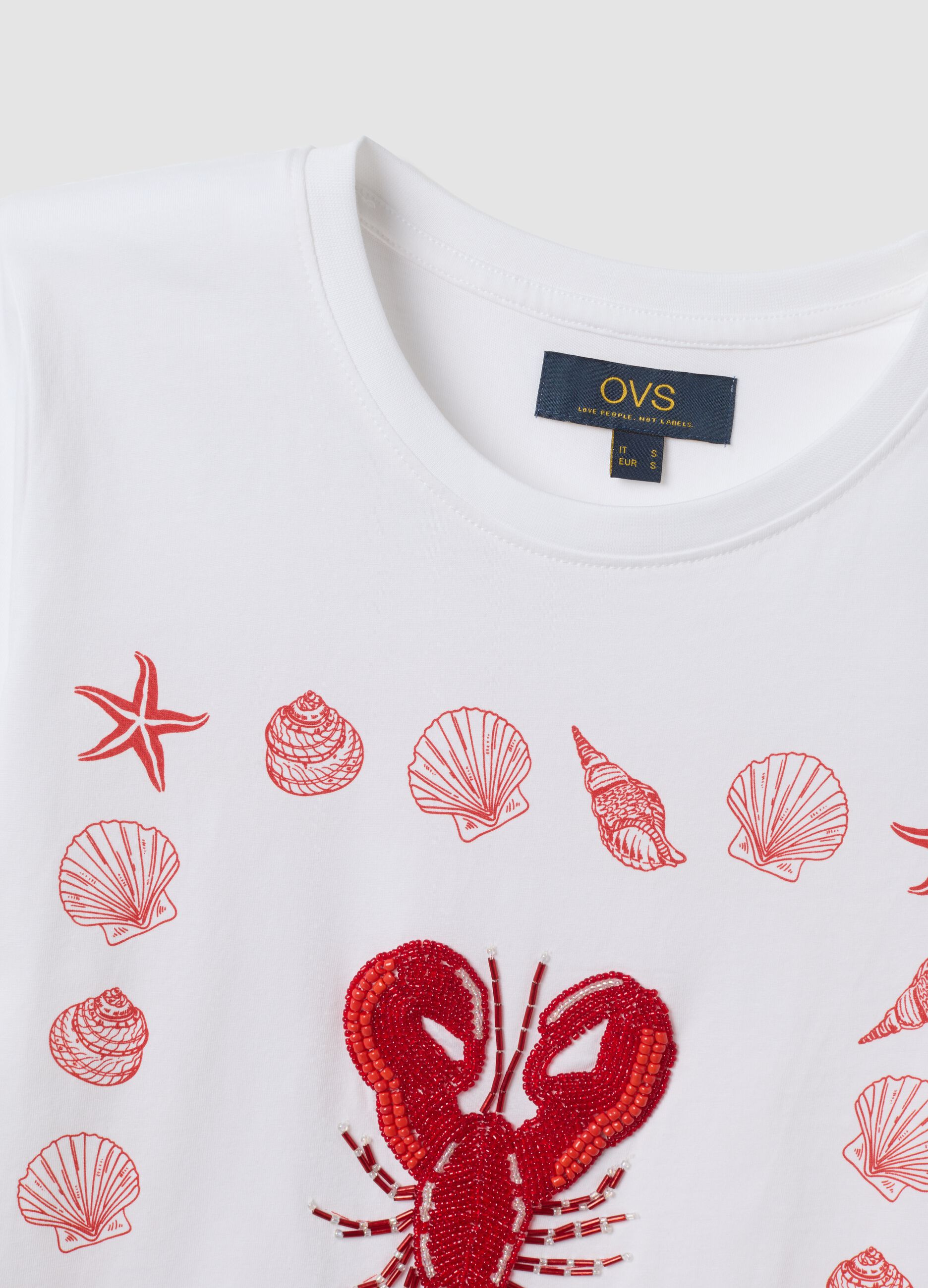 Camiseta blanca de algod&oacute;n puro con estampado frontal