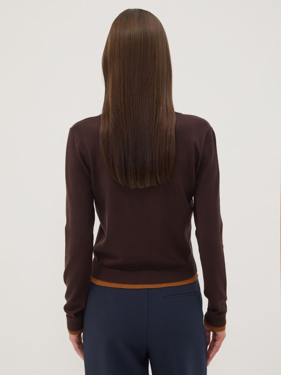 Brauner Pullover aus Viskosemix mit Polokragen, Regular Fit_3