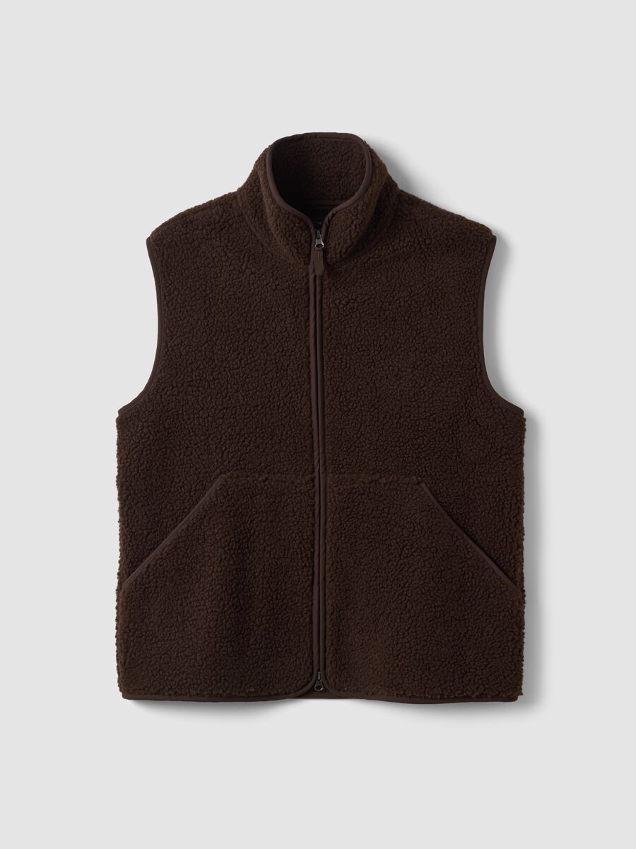 Colete castanho regular fit com efeito teddy_4